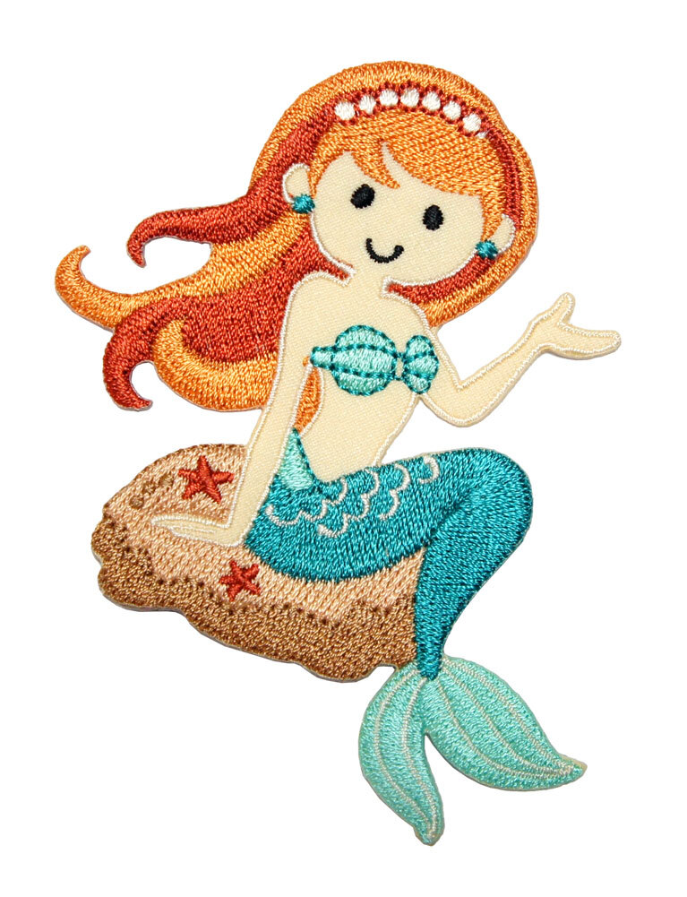 刺繍アイロンワッペン【トロピカルフレンズ】マーメイド 海 夏 南国 ハワイ 可愛い かわいい ピーコックグリーン アップリケ パッチ_画像3