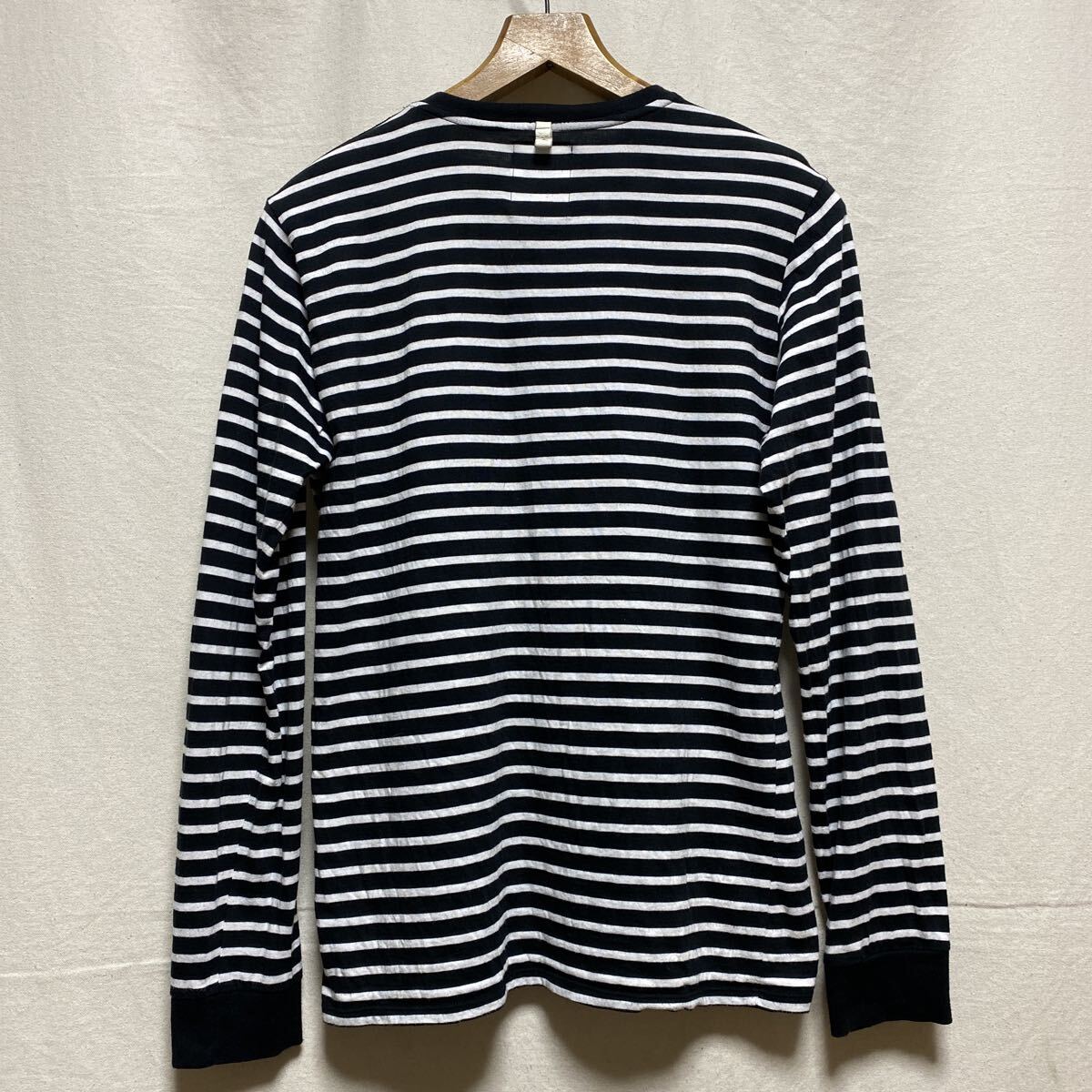 VISVIM ボーダー　ポケットTシャツ　ブラック×ホワイト　コットン　ボーダー 長袖Tシャツ　ロンT ヴィズヴィム　ビズビム　日本製　_画像3
