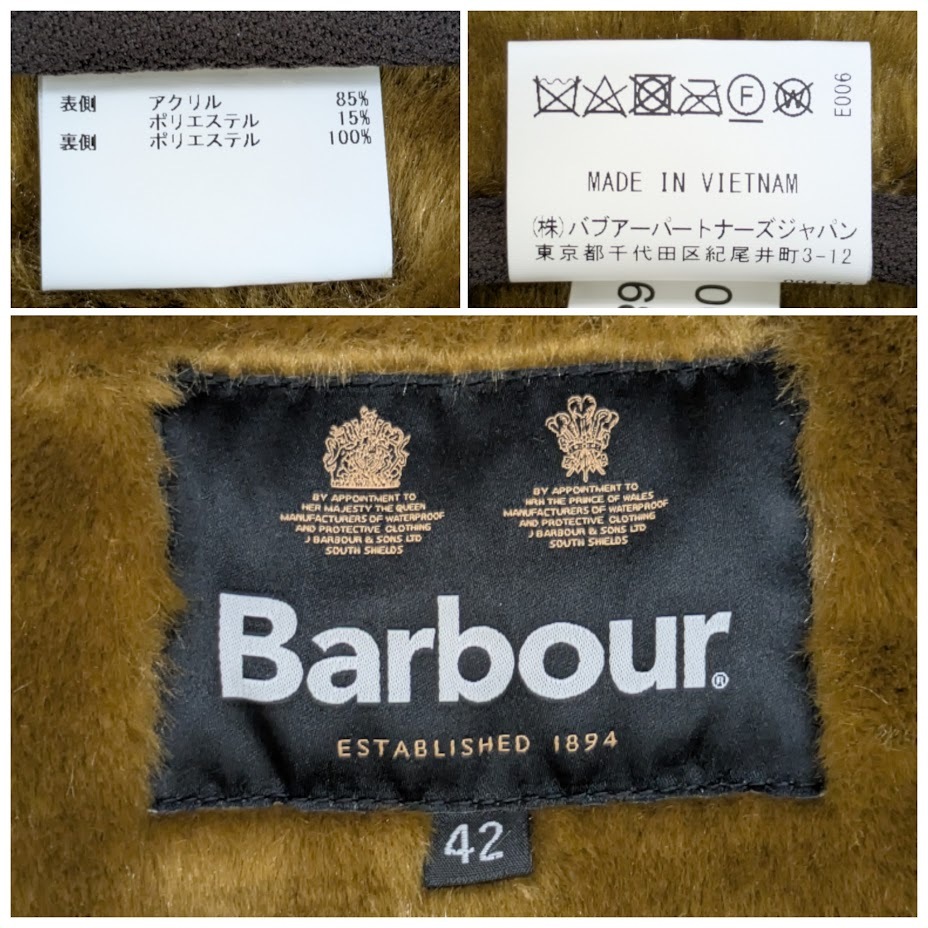 Barbour BARBOUR バブアー 222MLI0035 FUR LINER SL フロントジップ ファー ライナー ベスト ファー サイズ 42