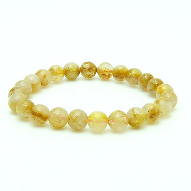 【無数の針が強いパワーを宿すゴールドルチル】 7mm 一点物【GHB25】ルチルクォーツブレスレット 水晶 15g 浄化発送 ギフト 京海堂_画像1