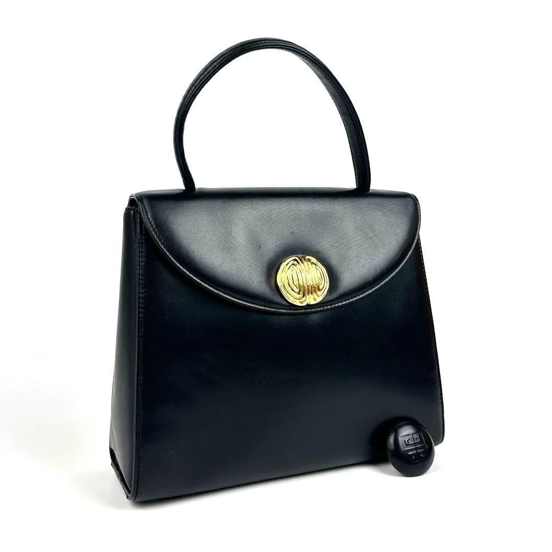 GIVENCHY ハンドバッグ レザー ゴールド金具 ブラック ミニトート 美品□GIVENCHY ジバンシィ ジバンシー ハンドバッグ トート