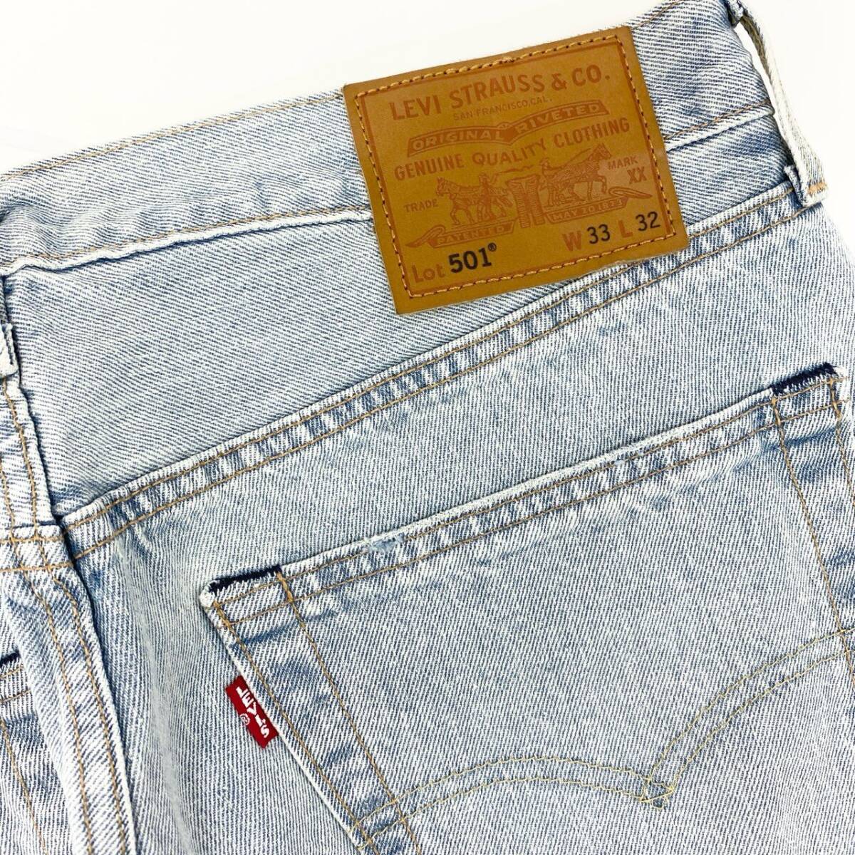 54h27 Levi's リーバイス 501 ボタンフライ ストレート デニムパンツ セルビッジデニム 赤耳 00501-3398 W33 L32 ブルー o07t_画像5