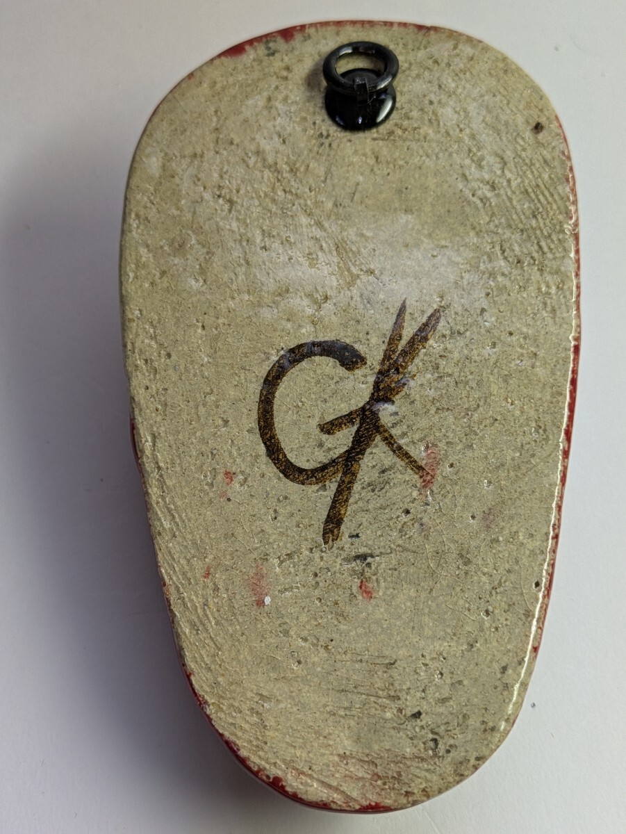 真作】上野焼、高鶴元、『金彩葡萄型掛花入』、銘「GK・落款