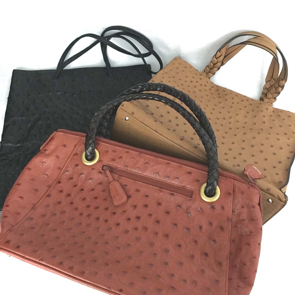 クーギニン konigin オーストリッチ風ハンドバッグ 美品 konigin クーニギン オーストリッチレザー バッグ3点セット