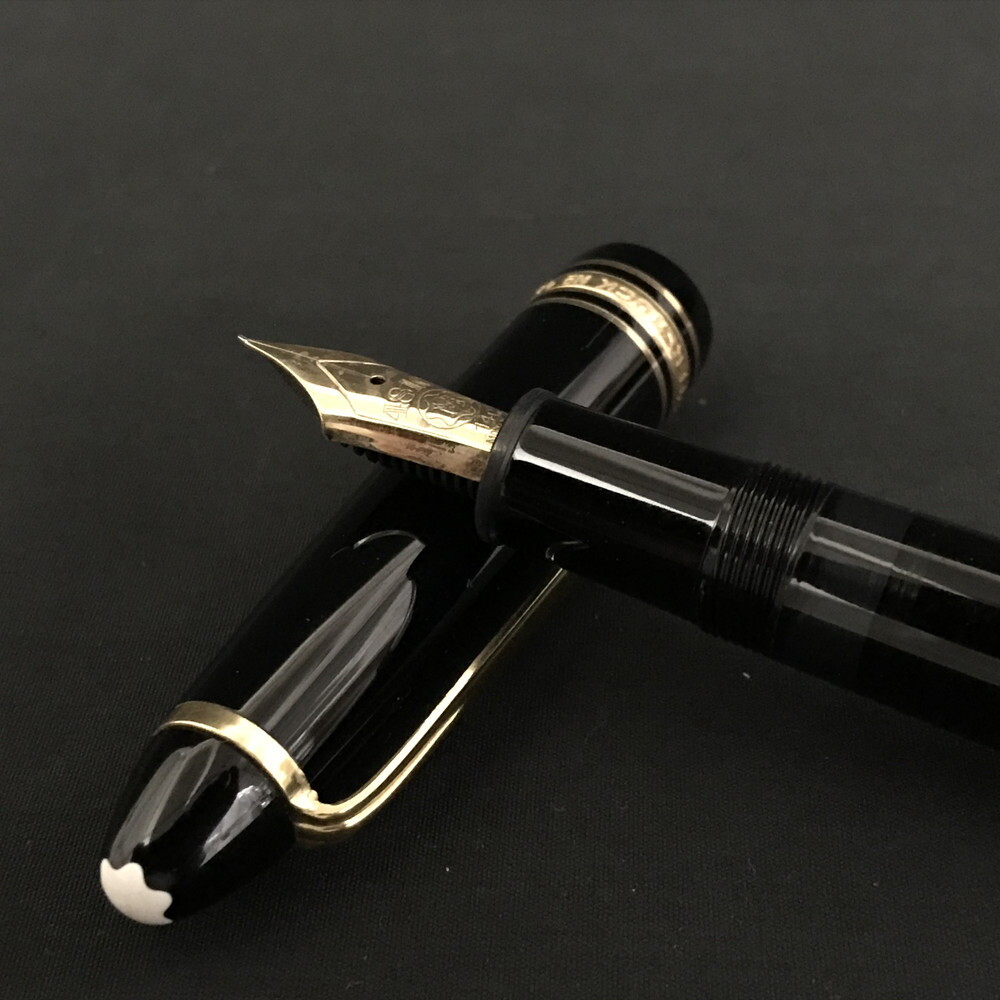 1円 美品 MONTBLANC モンブラン マイスターシュテュック 146 ホワイトスター 万年筆 ペン先14C 585 筆記用具　ブラック　/JA0479