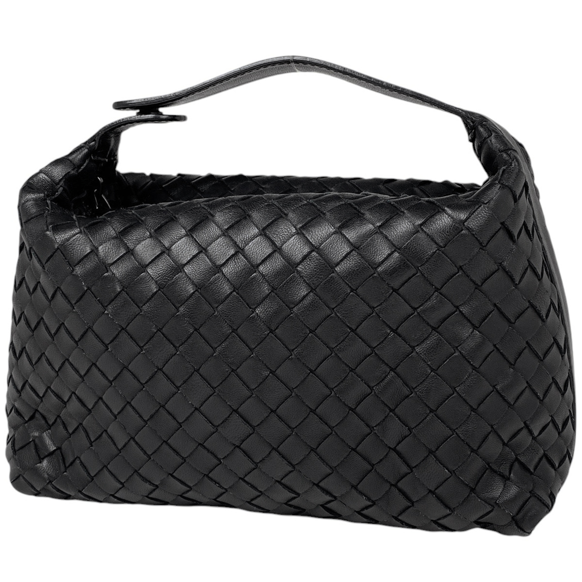 ボッテガヴェネタ BOTTEGAVENETA イントレチャート ハンドバッグ ポーチ ハンドバッグ レザー ブラック 114087 中古