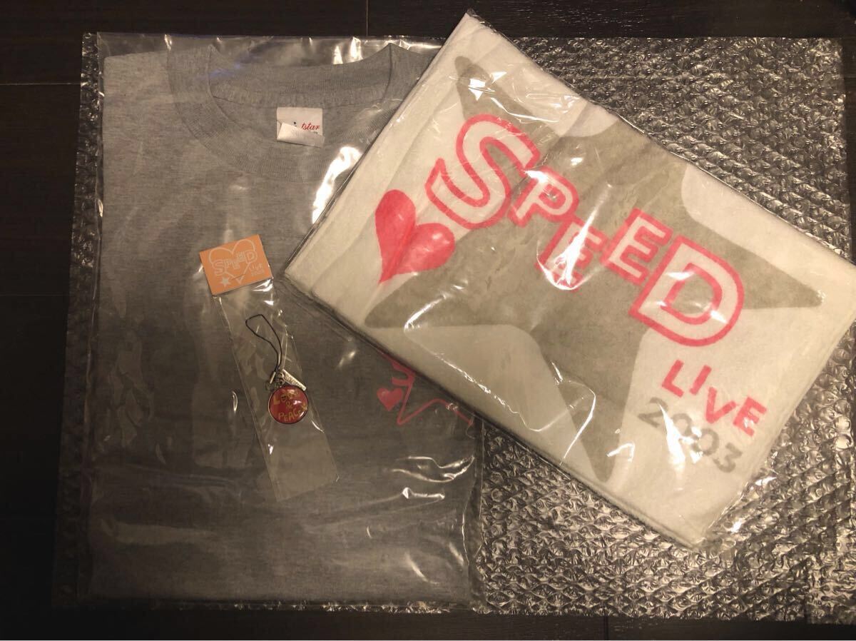 SPEED LIVE2003グッズ3點セット フェイスタオル　Tシャツ　ストラップ　アイドル　タレントグッズ