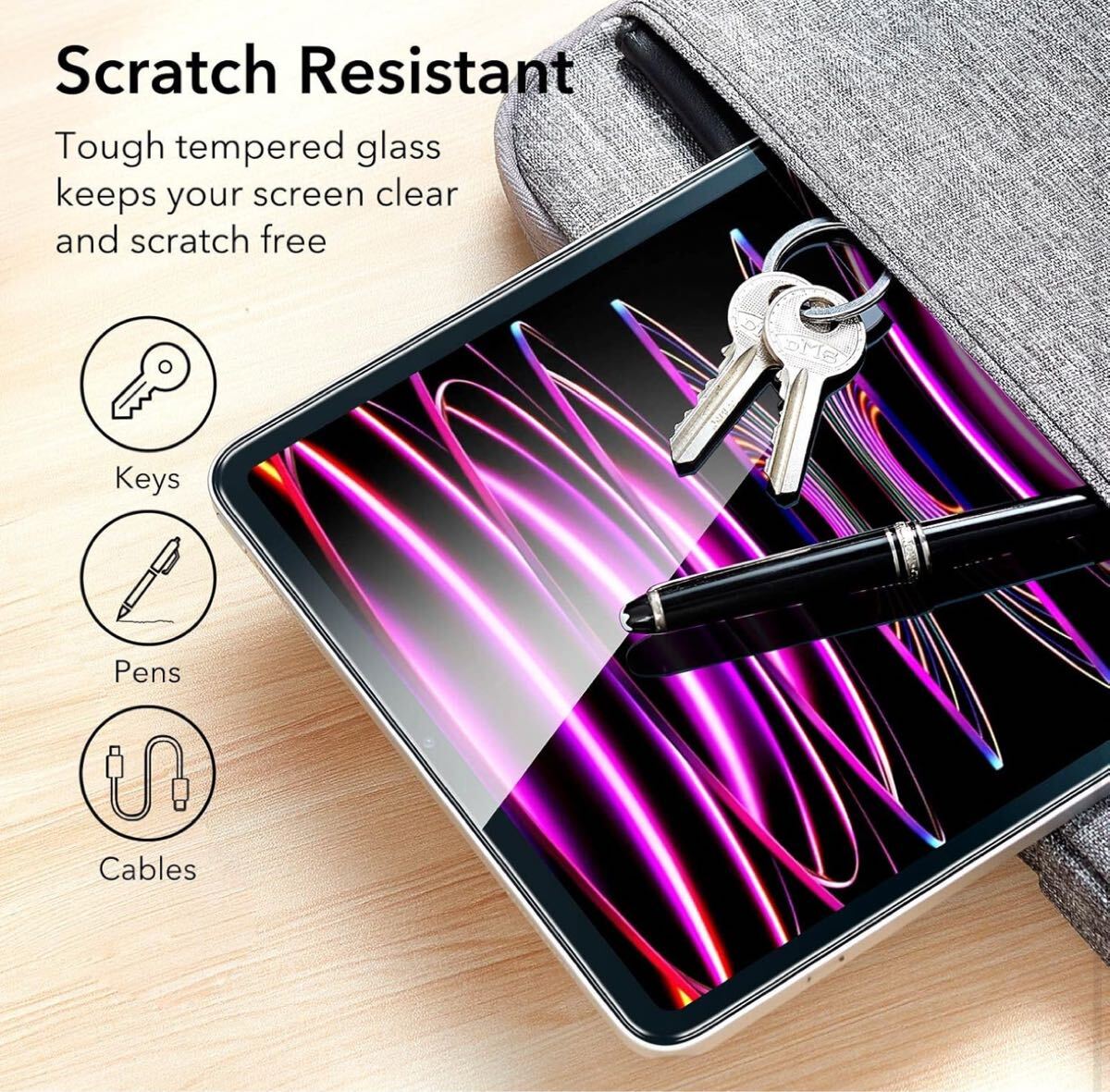 ESR 2枚入り iPad Pro 12.9 フィルム (2022/2021/2020/2018) 対応 強化ガラス 保護フィルム 取り付けフレーム付き 傷防止 HDクラリティ_画像8