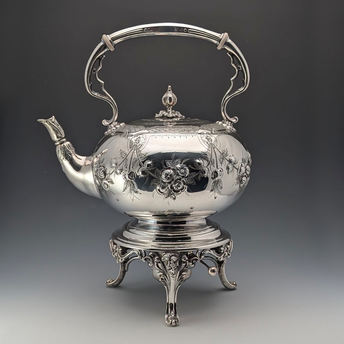 スターリング-シルバー-純銀-アンティーク-ティーケトル - 英国