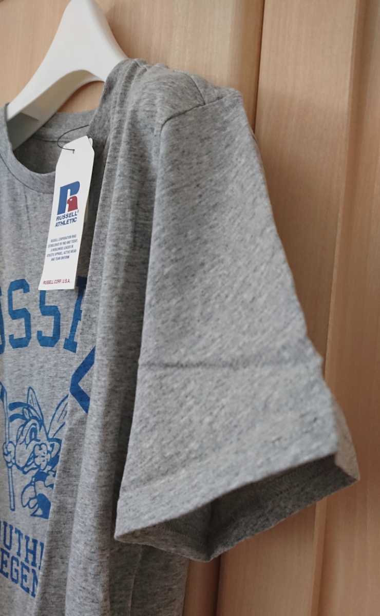 タグ付 ラッセル メンズM RUSSELL ATHLETIC USABEE ブランドロゴプリント 半袖Tシャツ グレー 未使用 新品 正規品