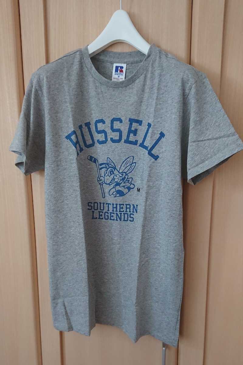 タグ付 ラッセル メンズM RUSSELL ATHLETIC USABEE ブランドロゴプリント 半袖Tシャツ グレー 未使用 新品 正規品