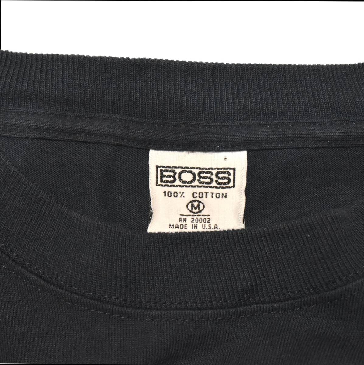 [M] 90s BOSS 両面 ロゴ プリント Tシャツ USA製 ストリート HIPHOP ボス ビンテージ vintage_画像5