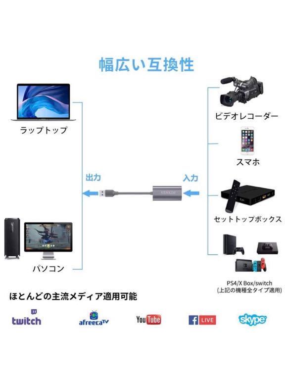 HD HDMI キャプチャーボード USB2.0 1080P HDMI ゲームキャプチャー ビデオキャプチャカード ゲーム実況生配信 画面共有 録画 PS4