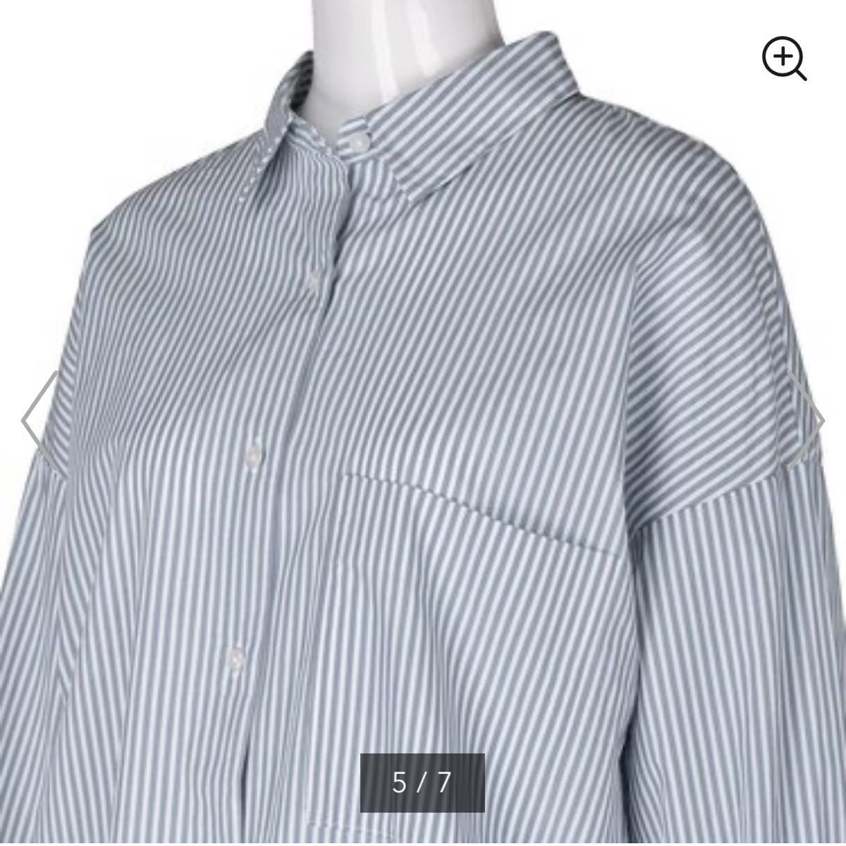 ジーユー　GU ストライプオーバーサイズシャツ（長袖）ＲＧ　ブルー