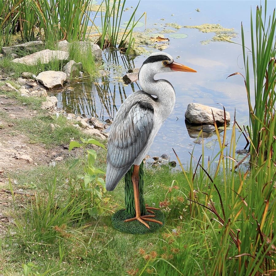 アオサギ（青鷺) 鳥置物彫刻屋外アウトドア対応ガーデン庭園装飾品エクステリア池や水辺の景観に最適な湿地の足の長い鳥水生サギ鳥類