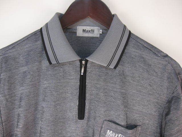 Maxfli ポロシャツ 半袖 ハーフジップ L グレー 系 メンズ E591_画像3