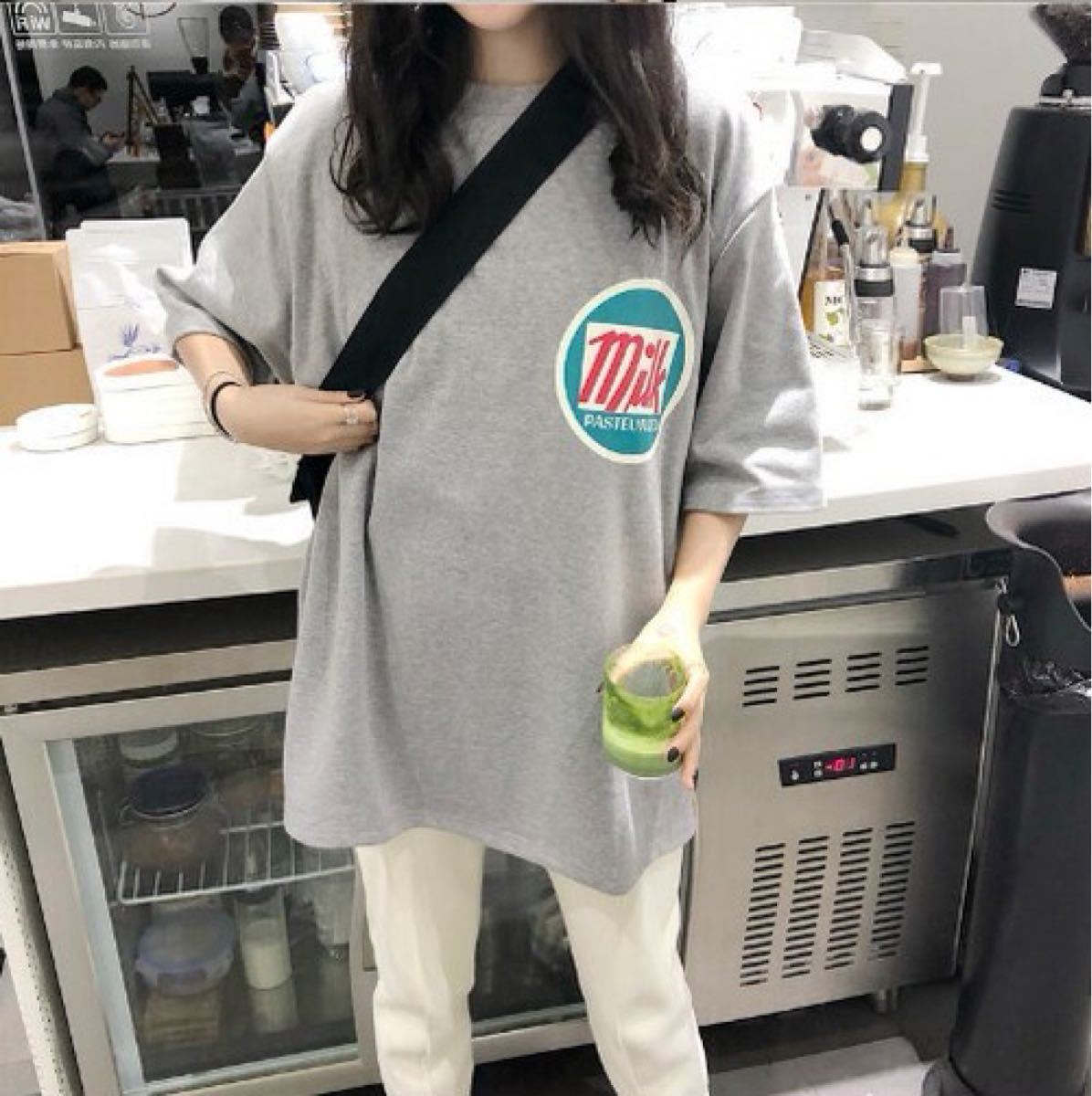 半袖Tシャツ☆オーバーサイズ☆4カラー☆milkロゴ☆トップス 