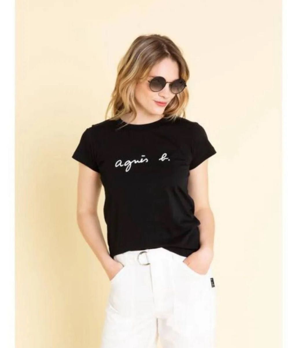 【タグ付き】アニエスベー agnes b. ロゴTシャツ 黒M 新品タグ付 アニエスベーagnes b 半袖ロゴTシャツ ブラック M