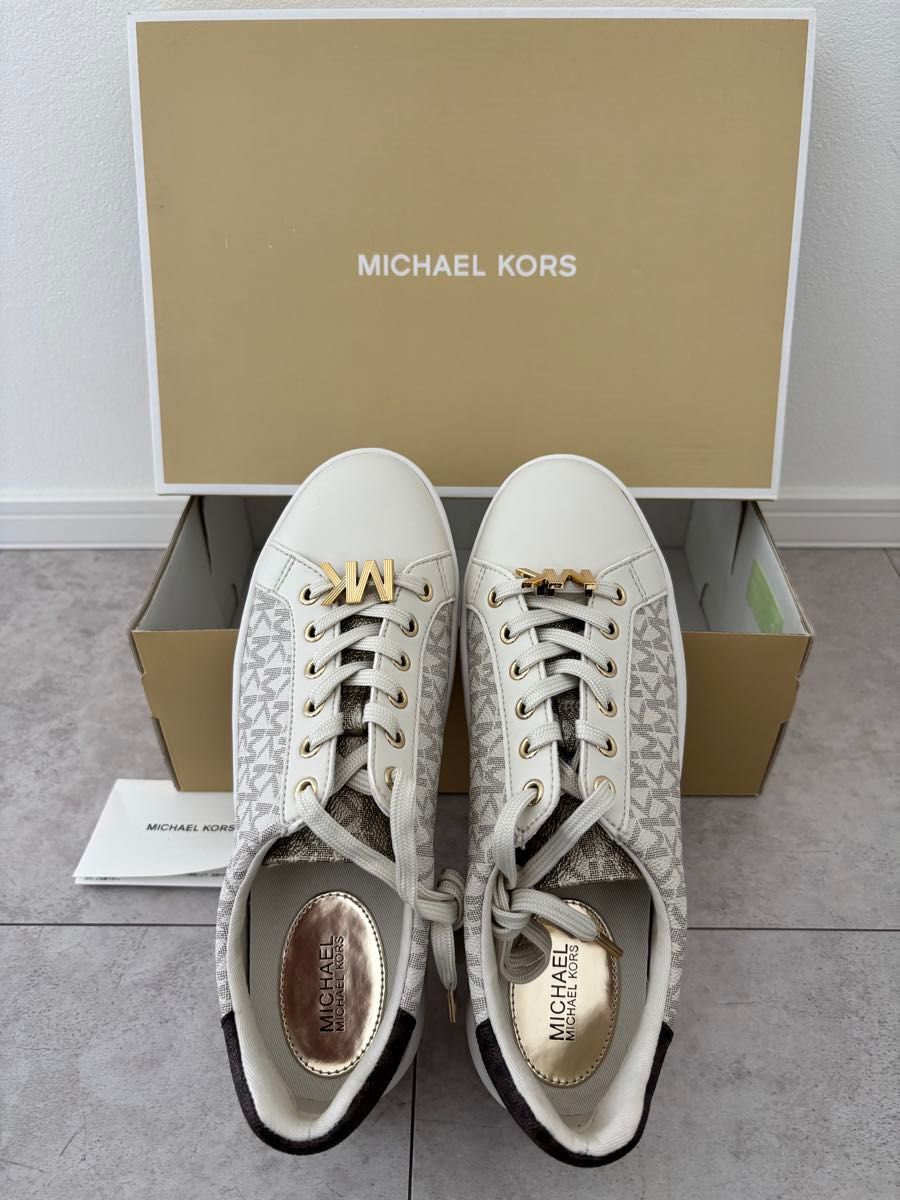 Michael Kors ロゴ スニーカー MICHAEL KORS スニーカー MKロゴ オフホワイト 23 5cm 未使用