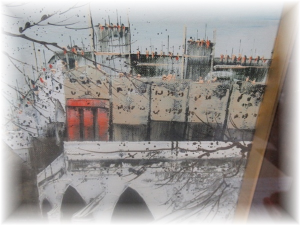 E3024 逸品 独立美術人気画家 作者「宮腰 潤」 題作「セーヌ川ポンマリー橋」 絵画 油絵 油彩 真作保証_画像5