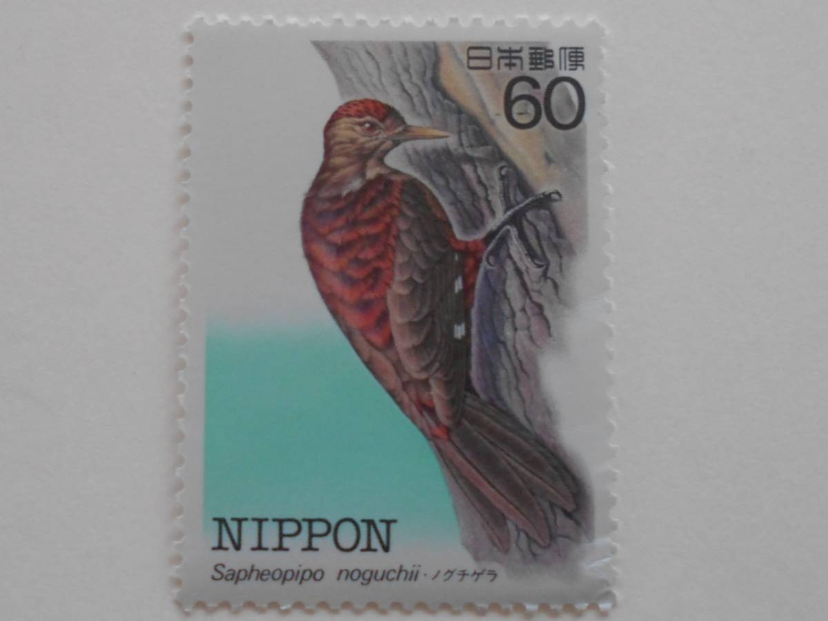 特殊鳥類第2集　ノグチゲラ　未使用60円切手（6003）_画像1