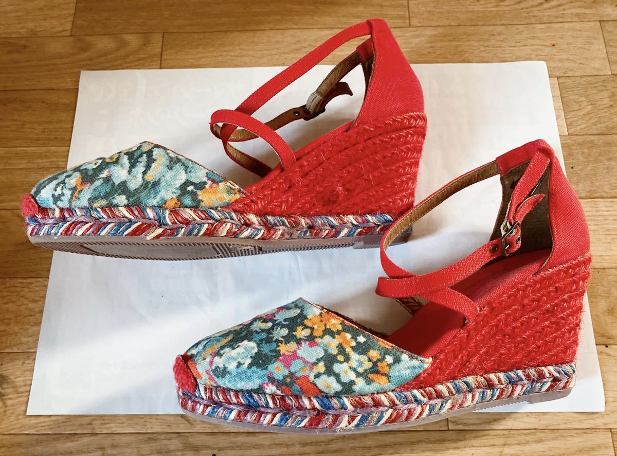 ツモリチサト(TSUMORI CHISATO)／SEA FLOWERSサンダルgaimo espadrillesコラボ赤花柄_画像3