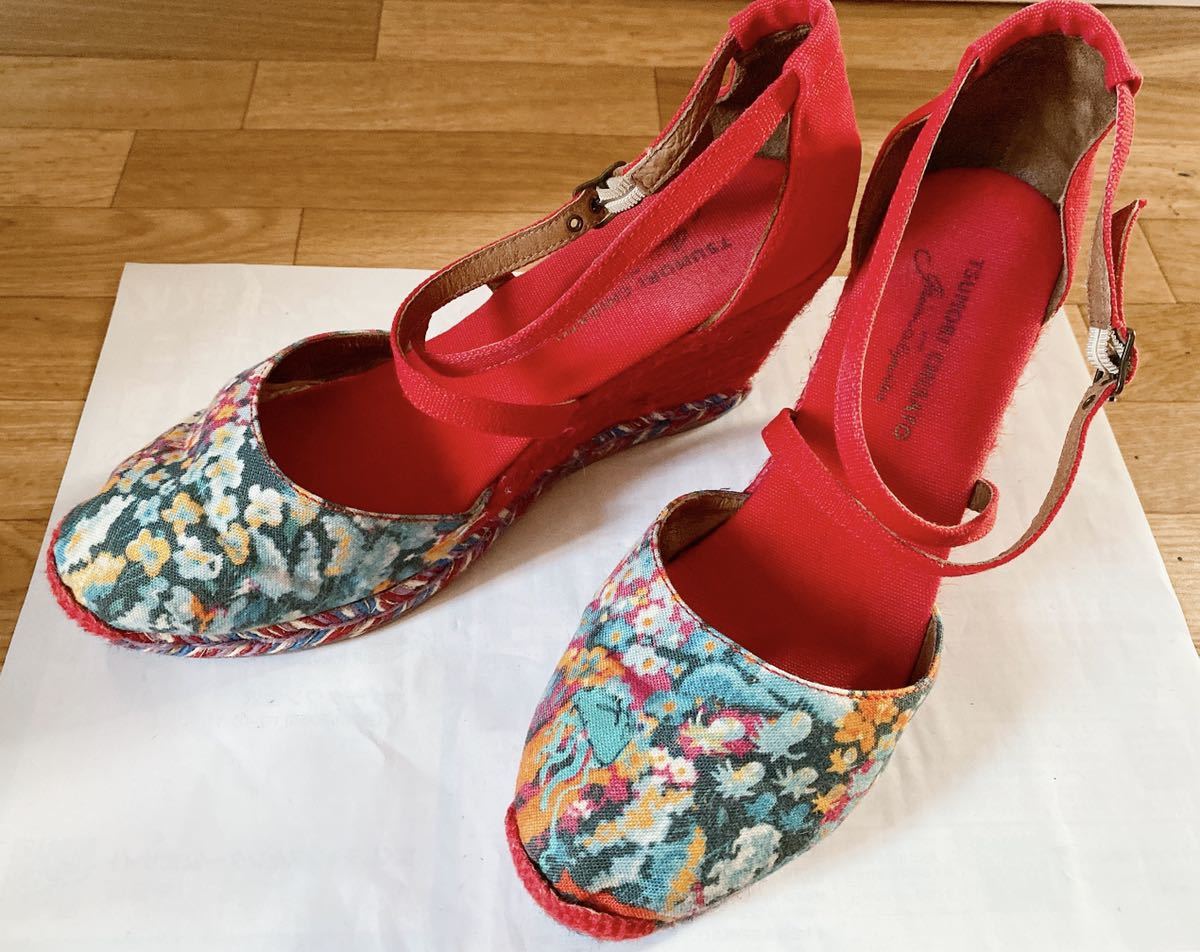 ツモリチサト(TSUMORI CHISATO)／SEA FLOWERSサンダルgaimo espadrillesコラボ赤花柄_画像2