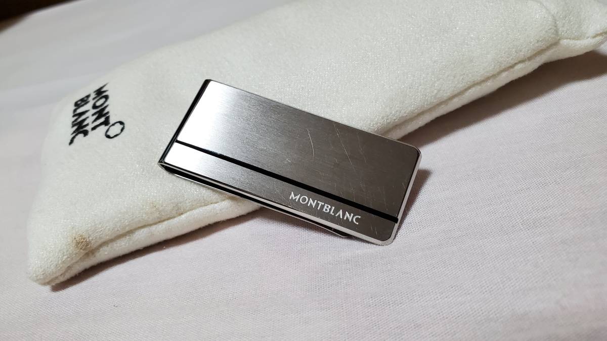 正規 モンブランMONTBLANC コントラストライン クラシックマネークリップ シルバー 財布 エンブレムオーナメント 4.8×2cm 札入れ メンズ