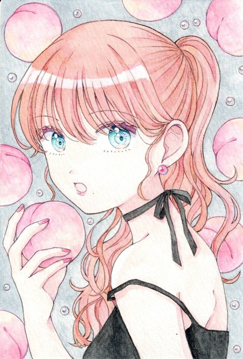 イラスト 手描き 原画 オーダーページ ピーチ】手描きイラスト 原画 ポストカードサイズ|Yahoo!フリマ