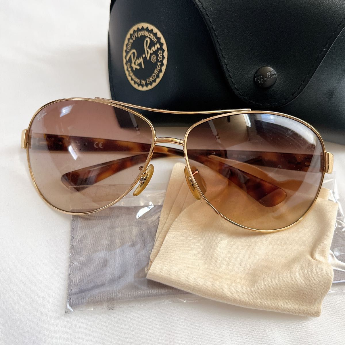 Ray-Ban ゴールドサングラス ケース付き レイバン サングラスゴールド RayBan ケース付|Yahoo!フリマ