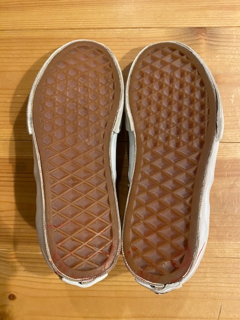 90's VANS ERA/バンズ エラ USA製 Vintage Sneaker 生成り US 1/JPN 19cm / 70's 80's オーセンティック オールドスクール スリッポン_画像5