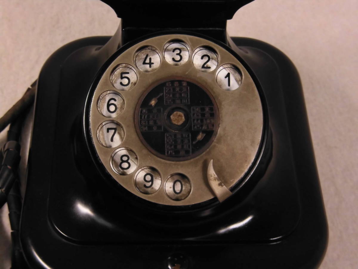  rare [ Showa Retro popular old 1 number? 3 number? black telephone FUSI No.1 dial type telephone machine ] war front antique 