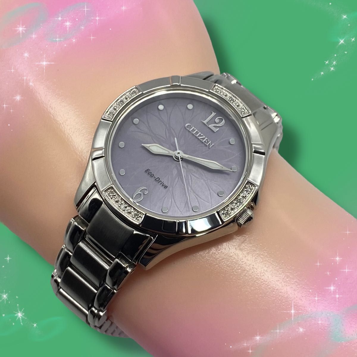 稼働品☆ CITIZENシチズン エコドライブ ソーラー レディース腕時計 希少 美品 稼働品》 シチズン エコドライブ レディース腕時計 花