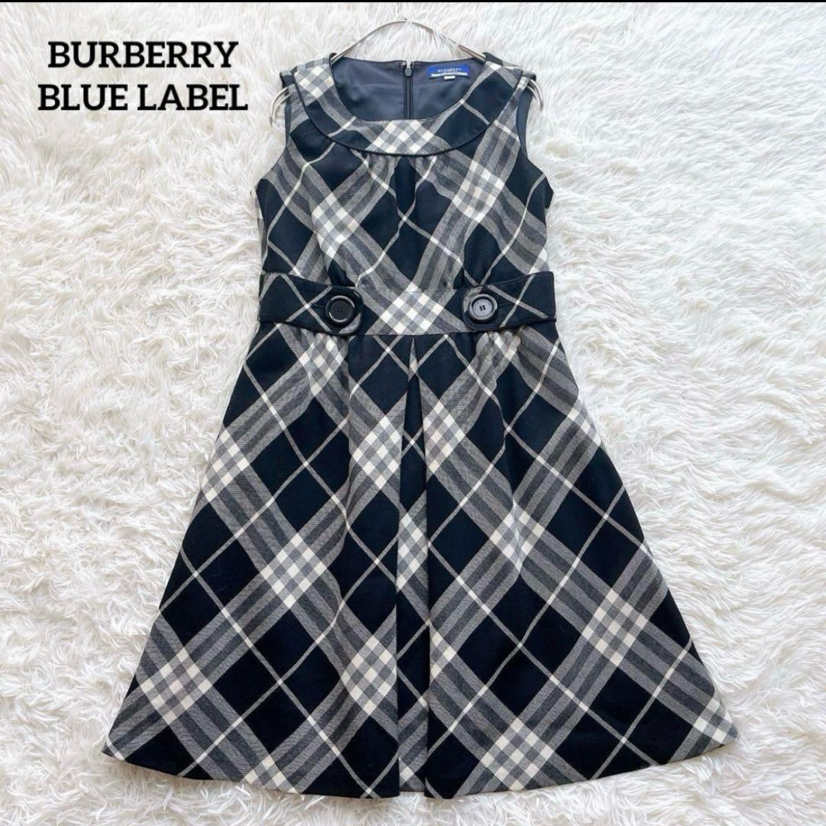 【BURBERRY】 NOA チェック柄ノースリーブワンピース 美品】BURBERRY バーバリーブルーレーベル ワンピース