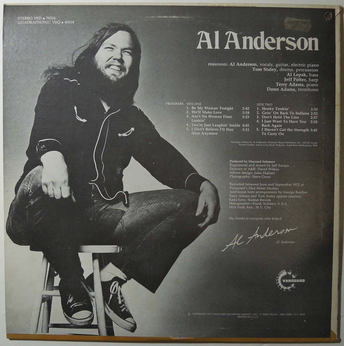 Al Anderson・Al Anderson ,NRBQ　US Original LP Promo. White Label　_画像2