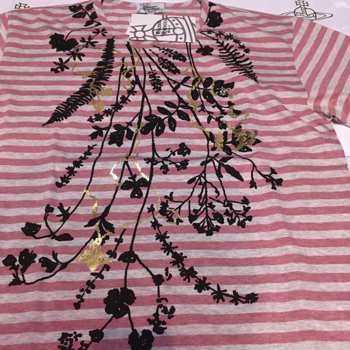 送料込●新品●Vivienne Westwood 半袖Tシャツ ピンクボーダー 44サイズ（Sサイズ相当）ヴィヴィアンウエストウッド ビビアンウ