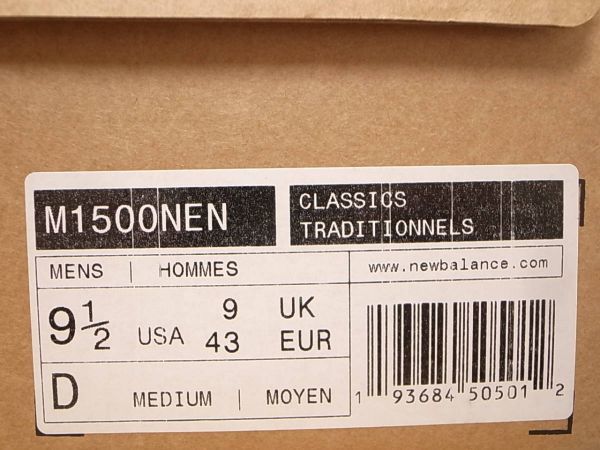 送料無料 即決】海外限定 日本未発売 NEW BALANCE UK製 M1500NEN 27.5