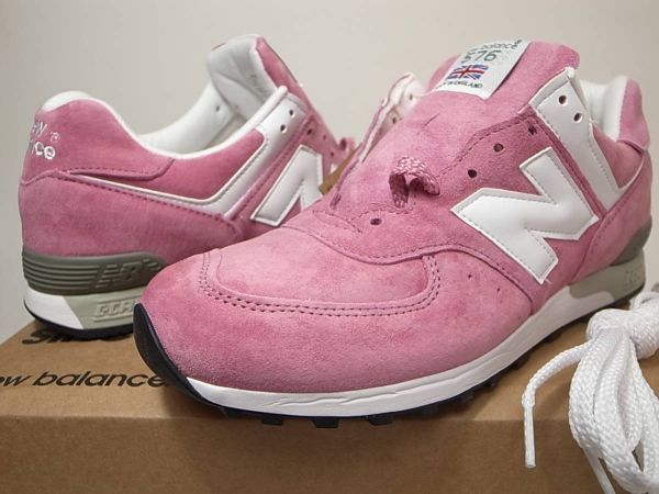 【送料無料 即決】NEW BALANCE UK製 M576PNK 26cm US8新品 30周年記念PINKピンクxホワイト限定オールピッグスキンスエード英国製イギリス製_画像1