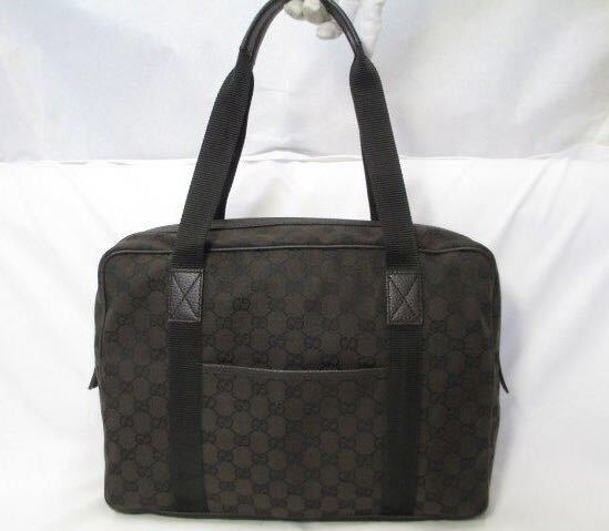 公式の GUCCI 美品 グッチ 本物 GGダークブラウン 書類バック ビジネス