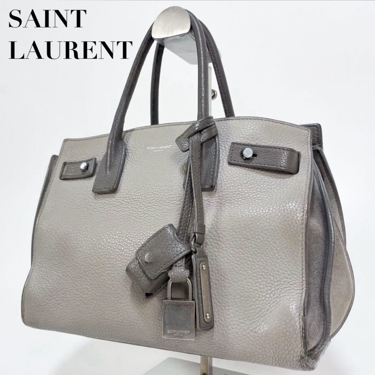 【正規品】サンローラン ハンドバッグ トート サックドジュール グレー 南京錠 SAINT LAURENT サンローラン サック・ド・ジュールSハンドバッグ