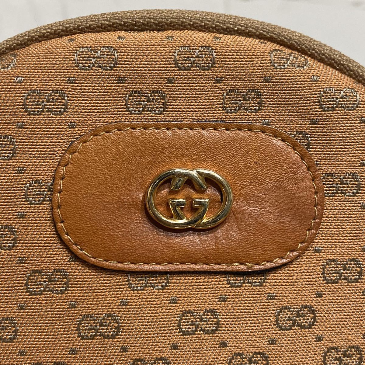 美品 希少デザイン OLD GUCCI コインケース ラウンドジップ GGキャンバス×レザー ポーチ ヴィンテージアクセサリー オールドグッチ_画像2