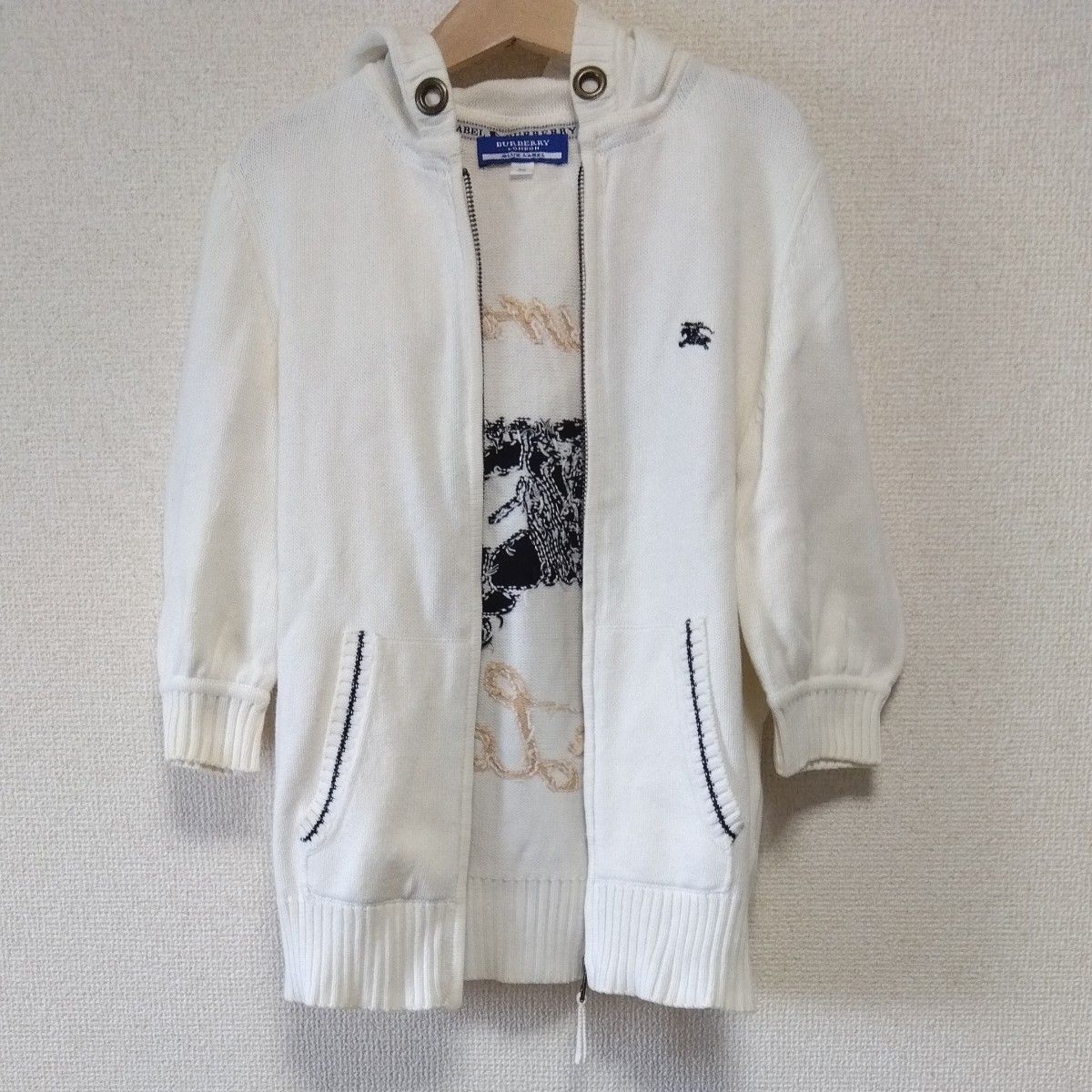 【BURBERRY LONDON】ニットパーカー 1 BURBERRY バーバリー ニットパーカー オフホワイト ホースロゴ