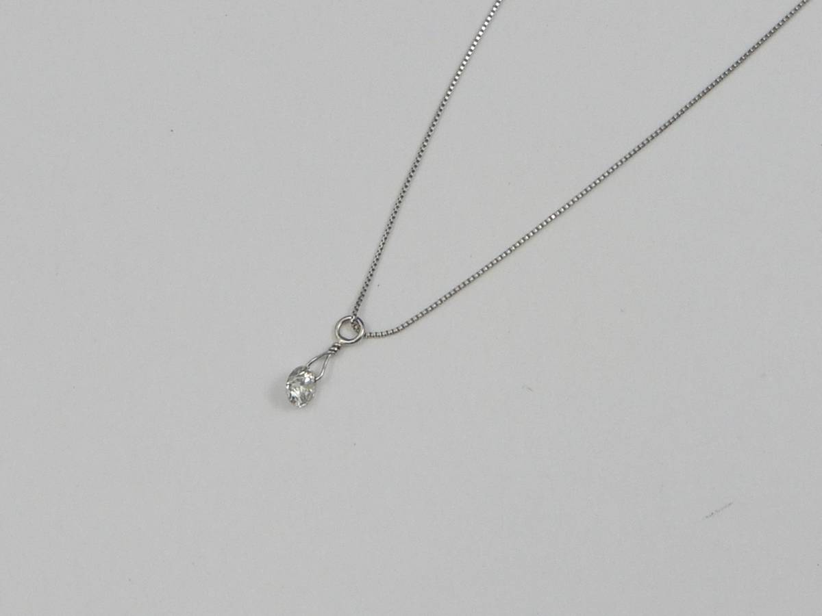 プラチナ ダイヤモンド 0.15ct Pt極細チェーン ペンダントネックレス 40cm 送料無料 6307 3