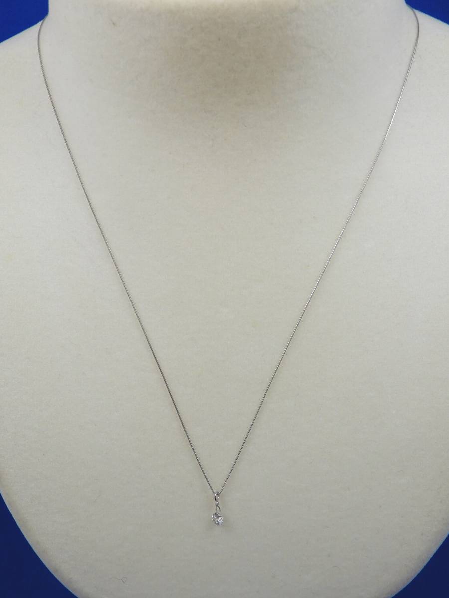 プラチナ　ダイヤモンド　0.15ct　Pt極細チェーン　ペンダントネックレス　40cm　送料無料　6307_画像2