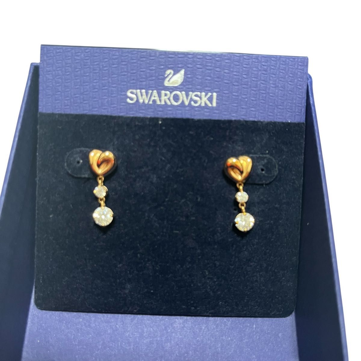 ★SWAROVSKI★Lifelong Heart ハート ドロップピアス 長さ2cm 美品 SWAROVSKI スワロフスキー Lifelong Heart ハートピアス