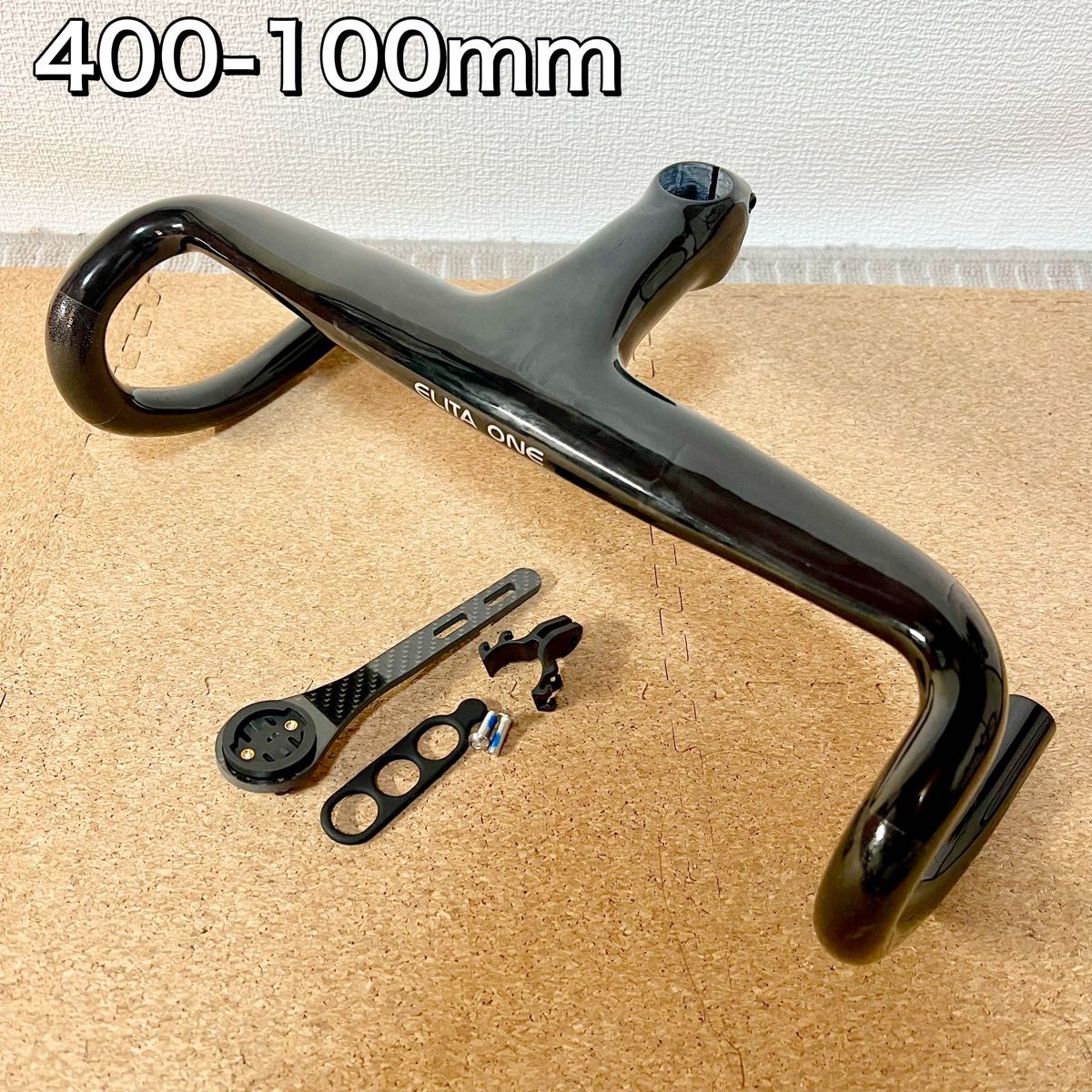ロードバイク 一体型 カーボン エアロ ドロップハンドル 400-100mm ロードバイク 一体型 カーボン エアロ ドロップハンドル 400
