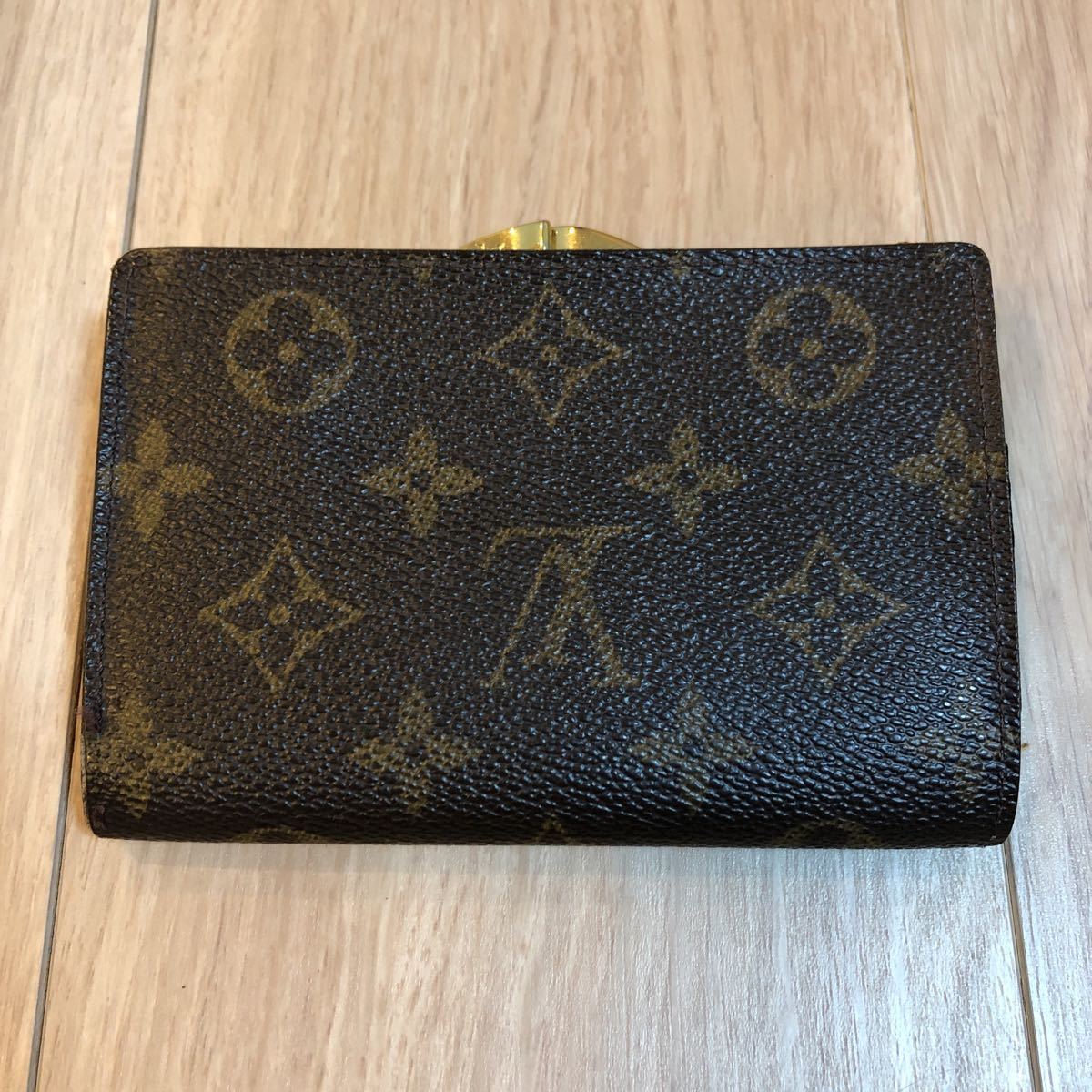 送料込★LOUIS VUITTON ルイヴィトン がま口財布 二つ折り財布 ポルトモネ・ビエ ヴィエノワ ブラウン モノグラム　M61663 フランス製 廃盤