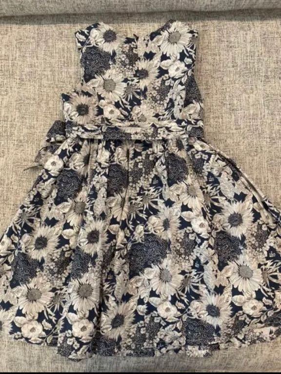 即決★美品 タルティーヌエショコラ リバティーワンピース 120cm liberty 花柄 ひまわり 日本製