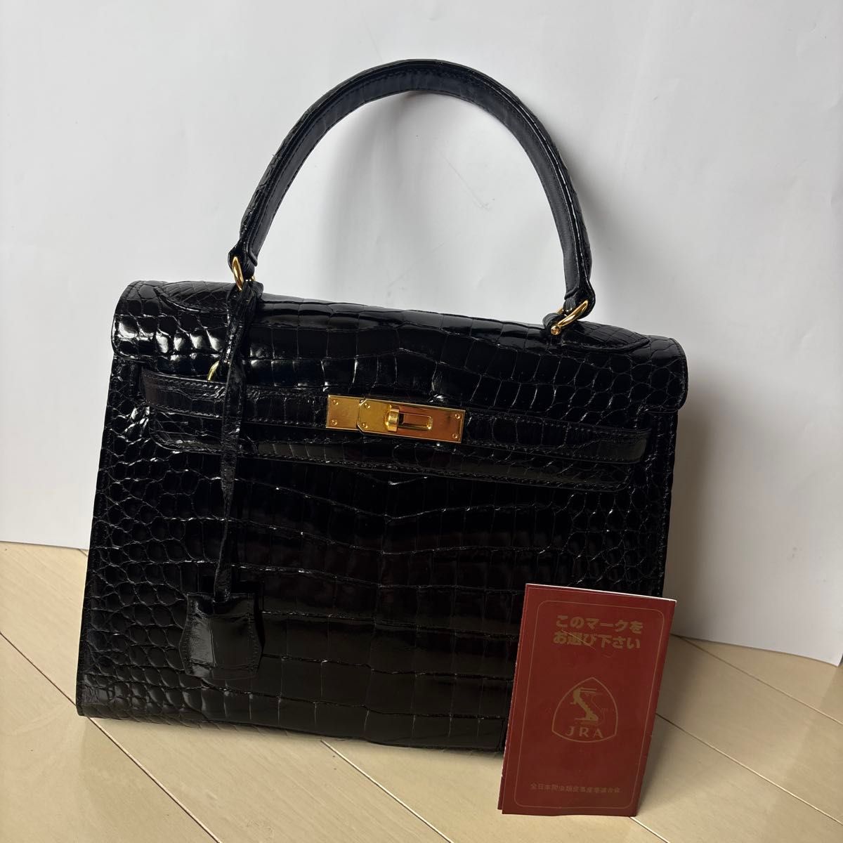 黒 クロコダイル風 ハンドバッグ ゴールド金具付き クロコダイル ハンドバッグ ブラック ゴールド金具 新品|Yahoo