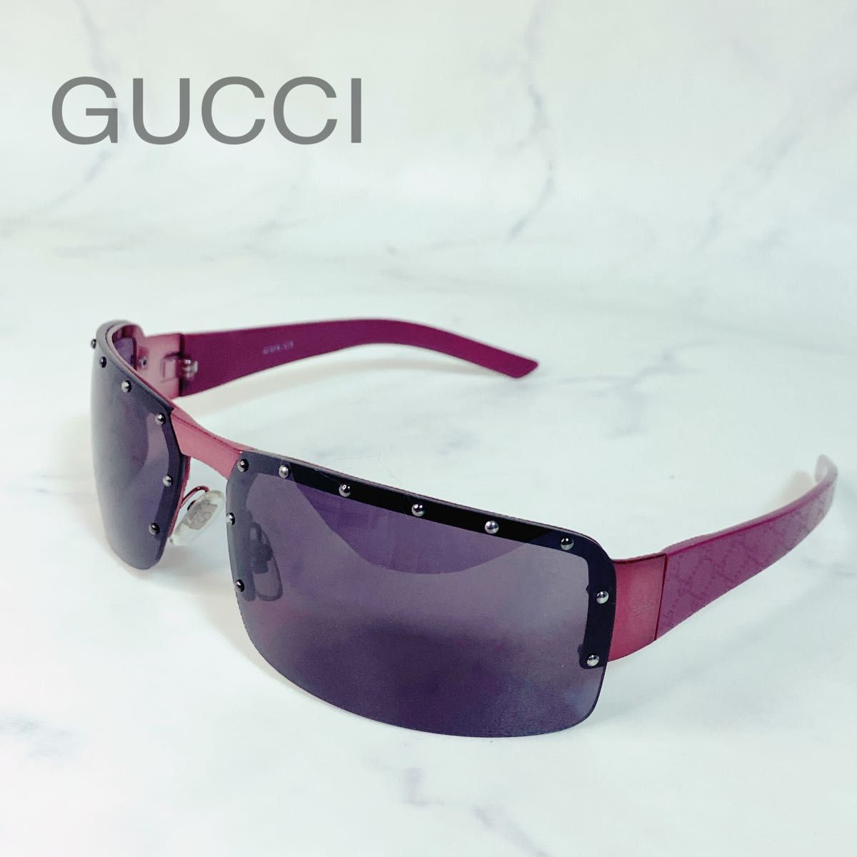 GUCCI リムレス サングラス 伊達メガネ GUCCI サングラス スタッツ リムレス シマ GG1823/S y2k グッチ